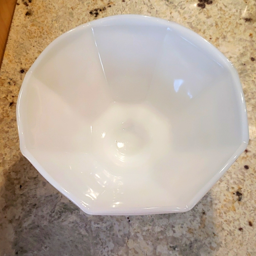 Antique Milk Glass Footed Pedestal Punch Bowl Harvest Grape Pattern - Picture 2 of 4
